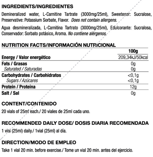L-CARNITINE 3000 QUAMTRAX 20 megadosis - Imagen 2
