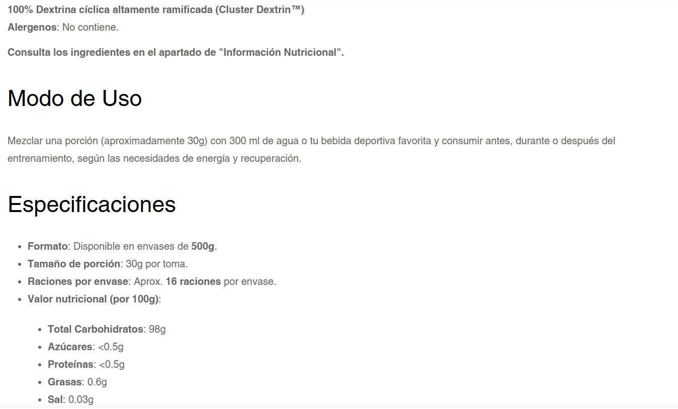 Cyclodextrina 500gr Quamtrax - Imagen 3