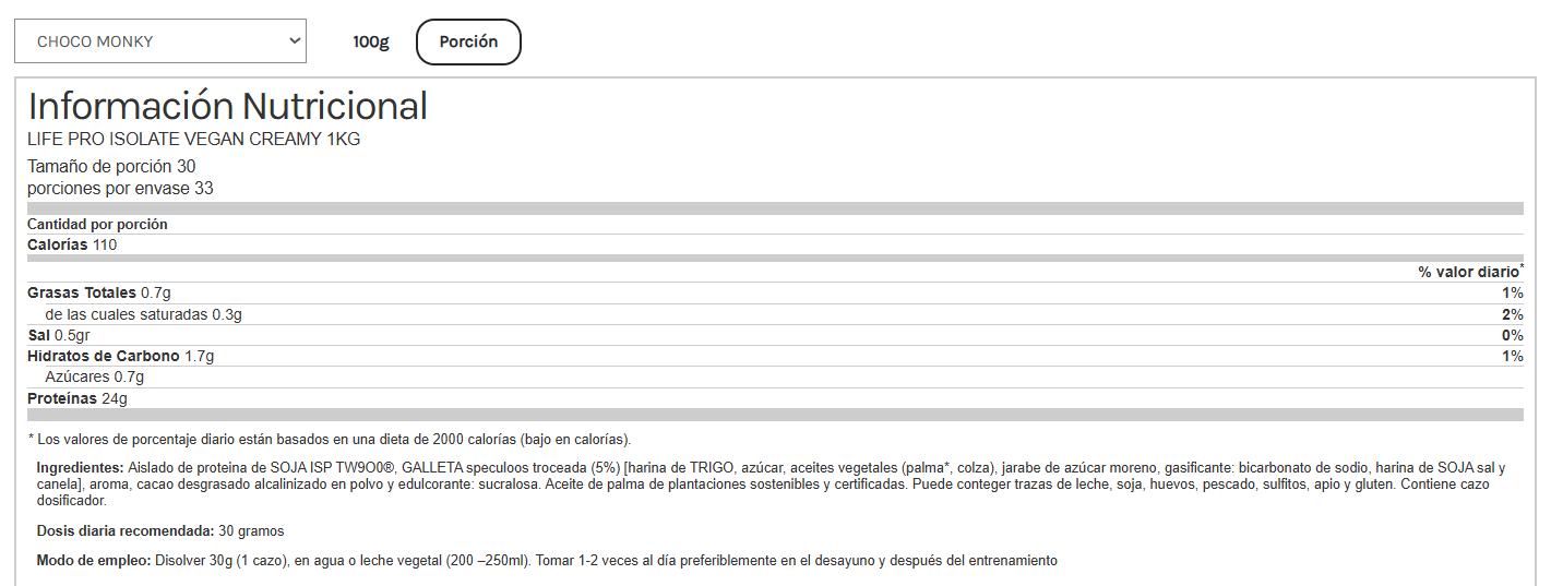 Life Pro Isolate Vegan Creamy 1kg - Imagen 2