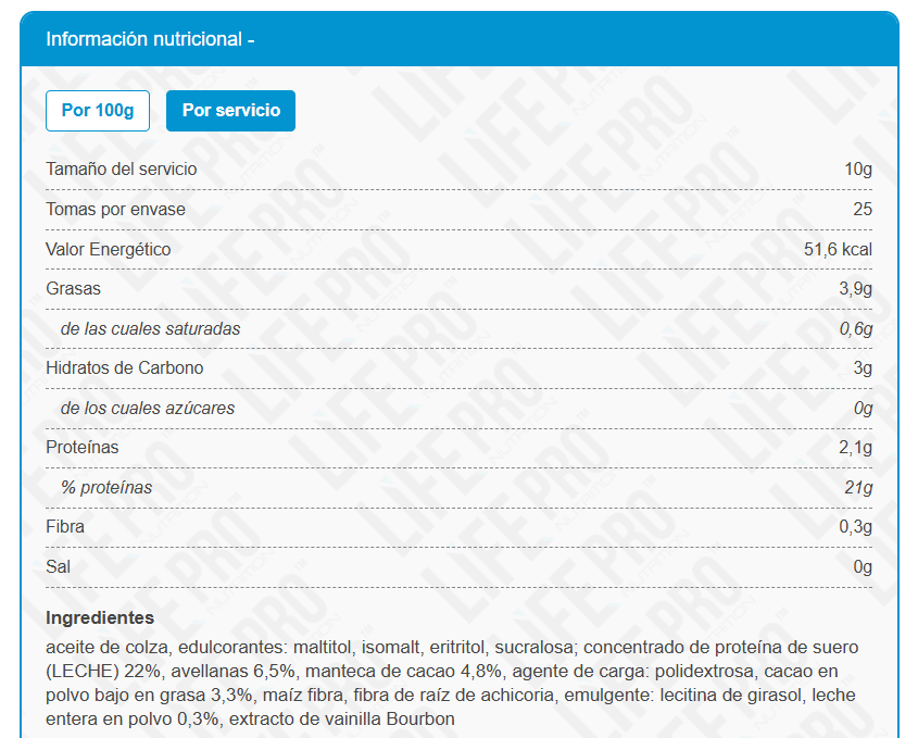 Life Pro Fit Food Protein Cream 250g - Imagen 2