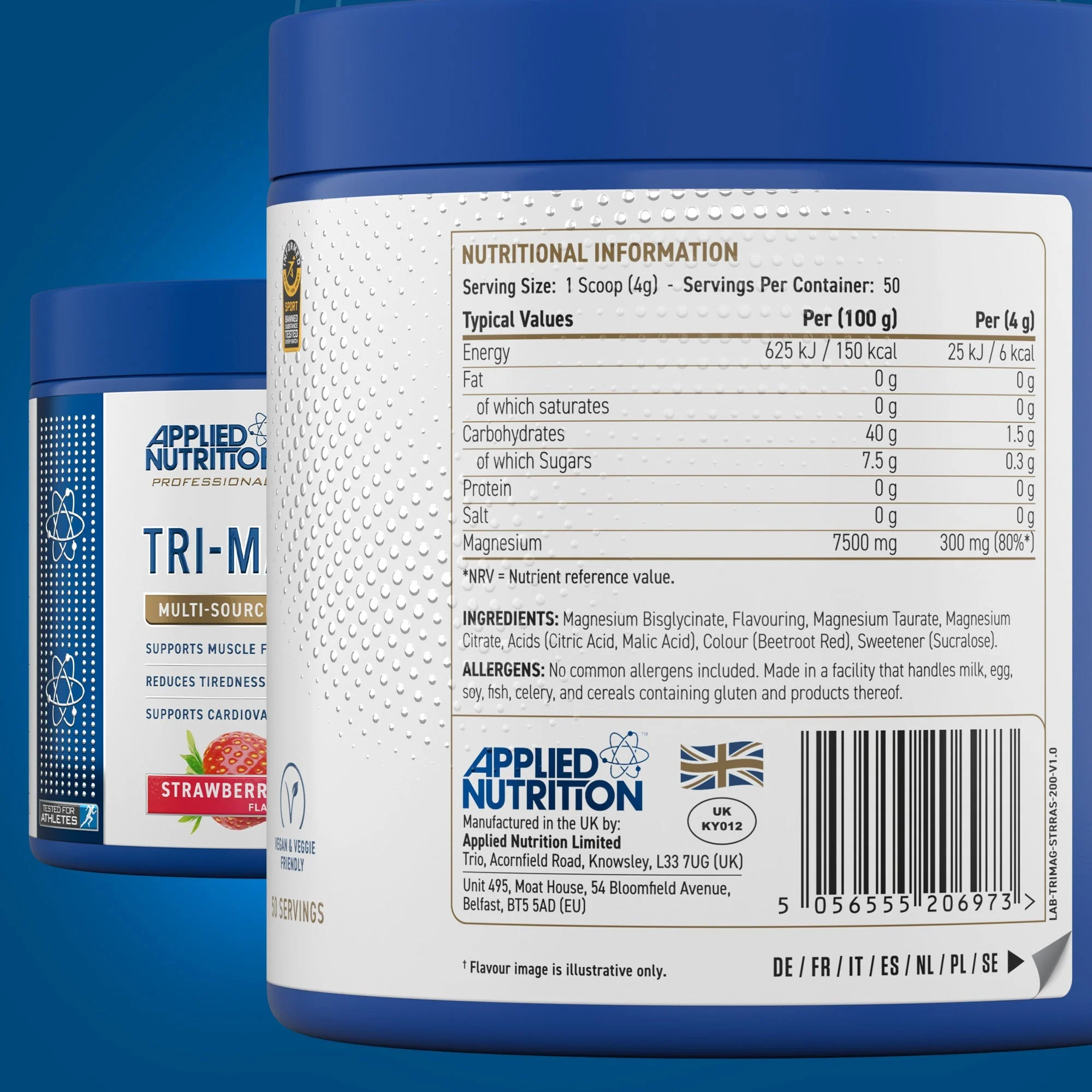 Tri Magnesium Powder 200gr Applied Nutrition - Imagen 2