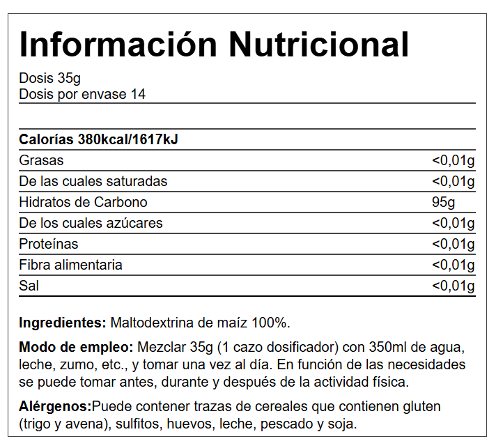 Maltodextrina 500gr Quamtrax - Imagen 3