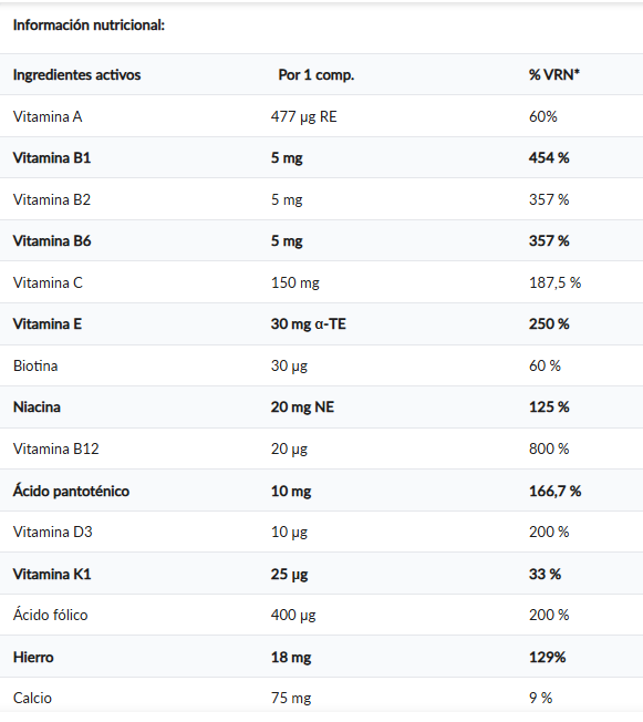 Multivitamínico Megastack 120 tabs Amix - Imagen 2