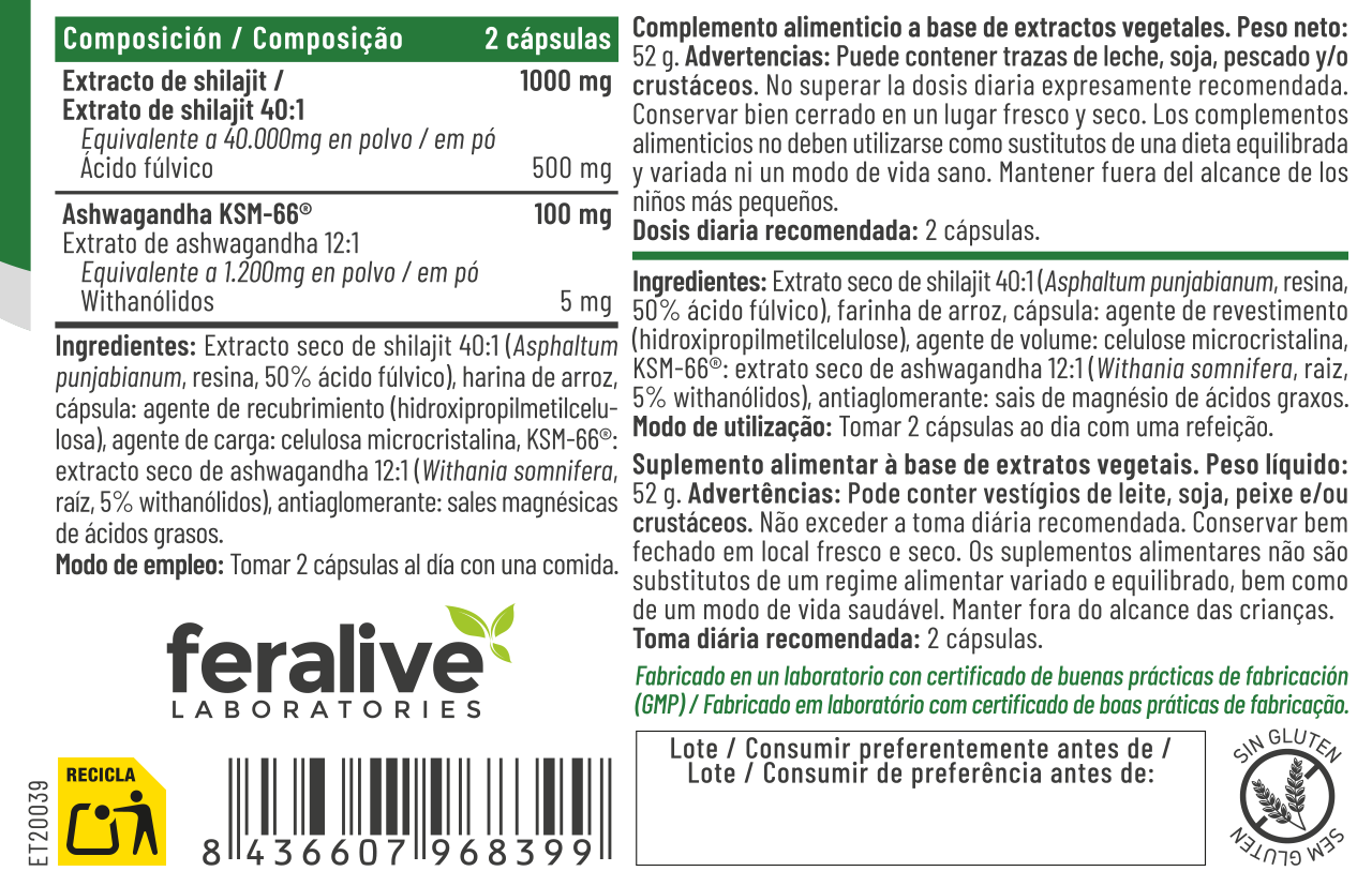 Shilajit Complex 60caps Feralive - Imagen 2