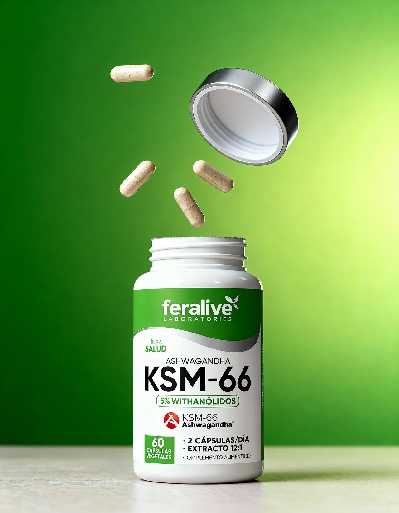 Ashwagandha KSM66 60caps Feralive - Imagen 2