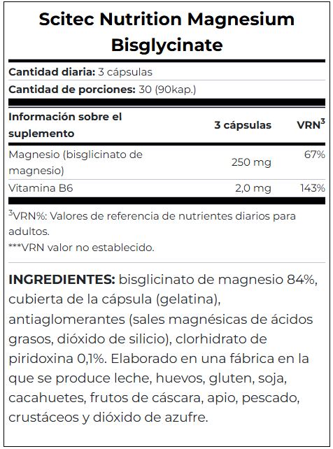 Magnesio Bisglicinato 90 caps Scitec Nutrition - Imagen 3